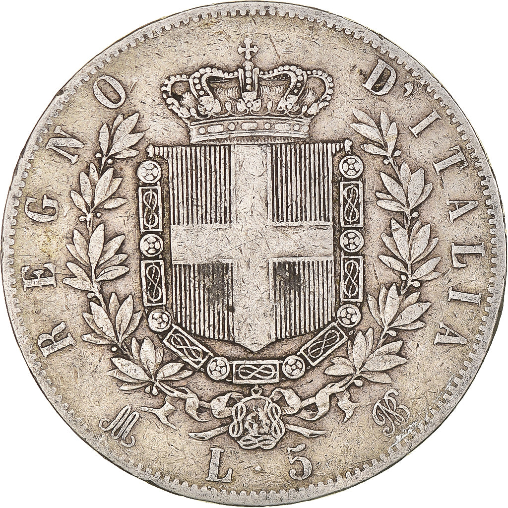 Coin, Italy, Vittorio Emanuele II, 5 Lire, 1873, Milan, VF(30-35), Silver