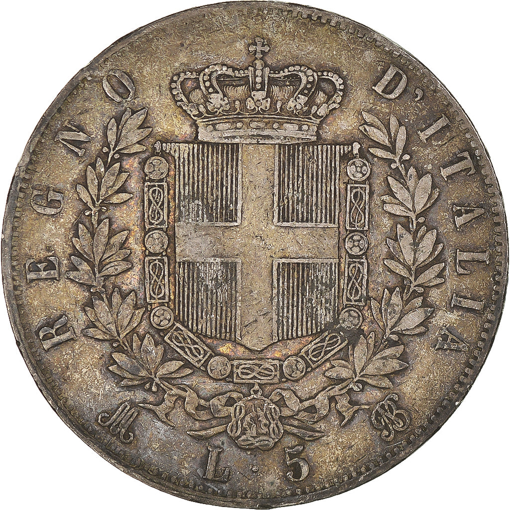 Moeda, Itália, Vittorio Emanuele II, 5 Lire, 1874, Milan, VF(30-35), Prata