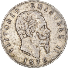 Monnaie, Italie, Vittorio Emanuele II, 5 Lire, 1876, Rome, TB+, Argent, KM:8.4