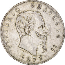 Coin, Italy, Vittorio Emanuele II, 5 Lire, 1877, Rome, VF(30-35), Silver, KM:8.4