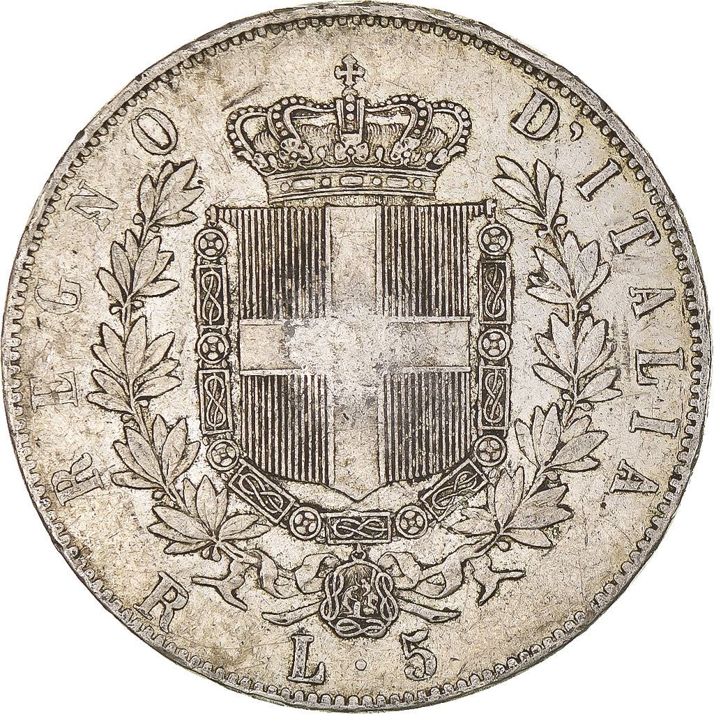 Coin, Italy, Vittorio Emanuele II, 5 Lire, 1877, Rome, VF(30-35), Silver, KM:8.4