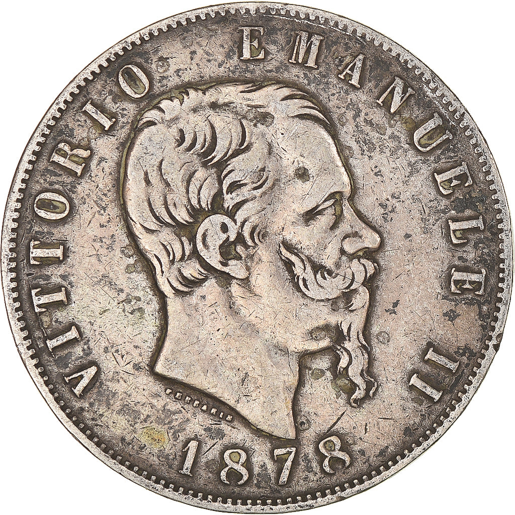 Coin, Italy, Vittorio Emanuele II, 5 Lire, 1878, Rome, VF(20-25), Silver, KM:8.4