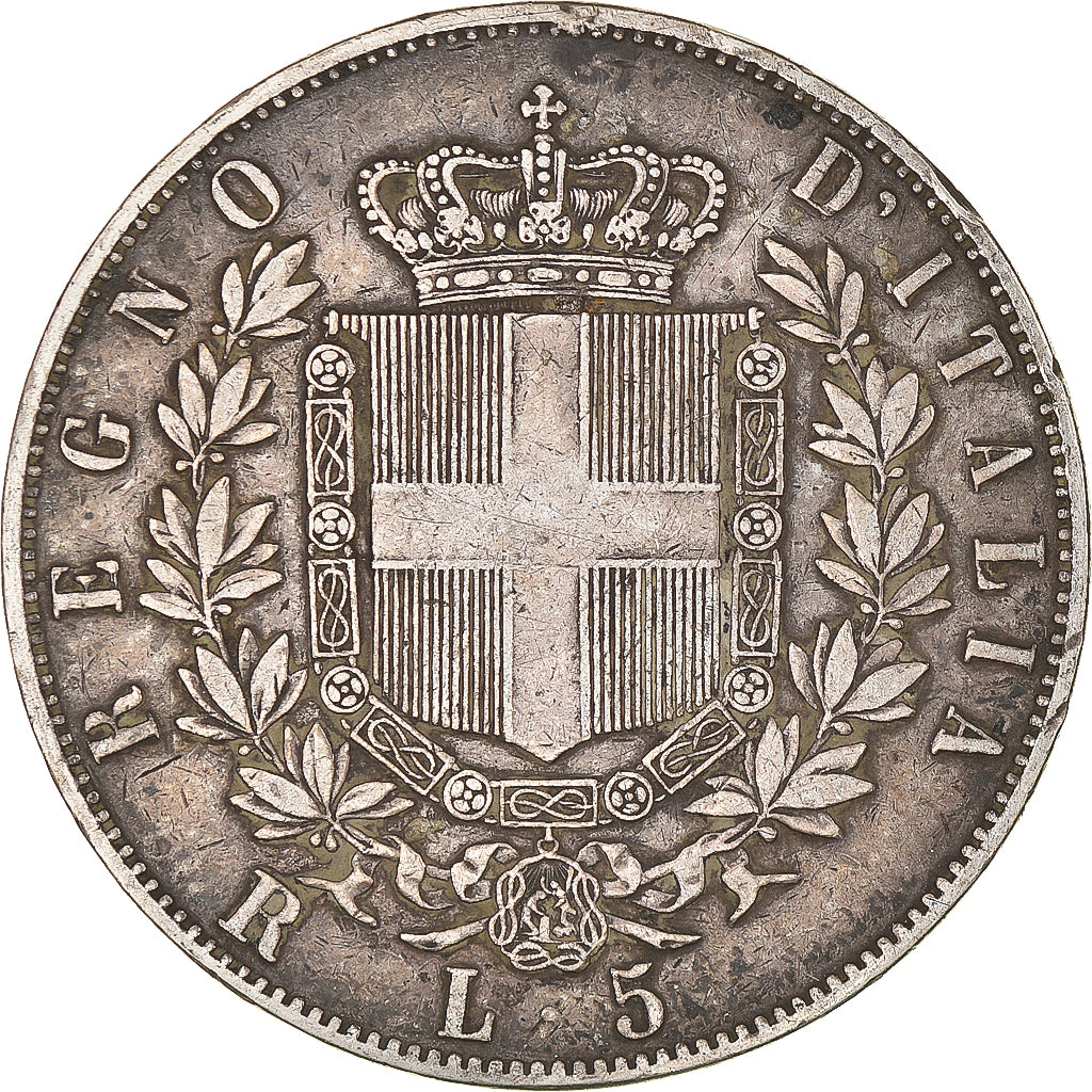 Coin, Italy, Vittorio Emanuele II, 5 Lire, 1878, Rome, VF(20-25), Silver, KM:8.4