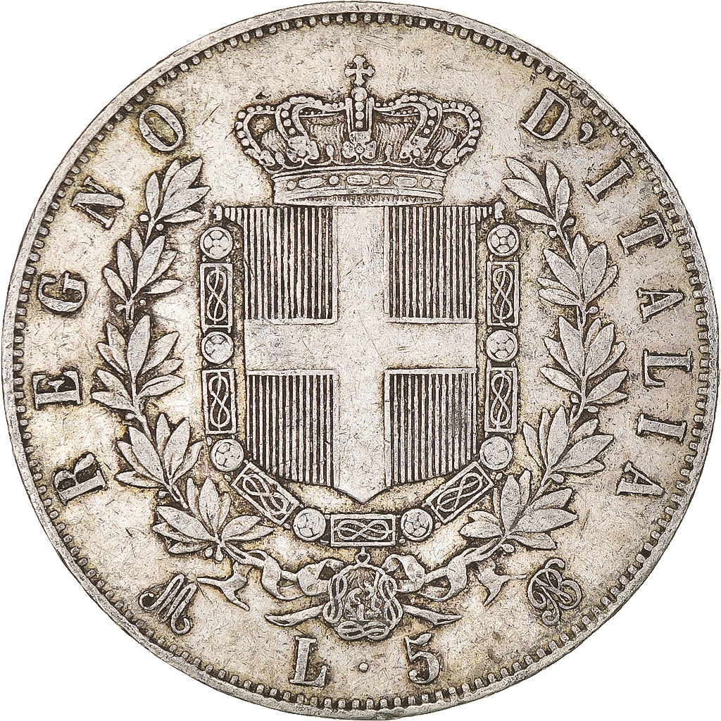 Coin, Italy, Vittorio Emanuele II, 5 Lire, 1872, Milan, VF(30-35), Silver