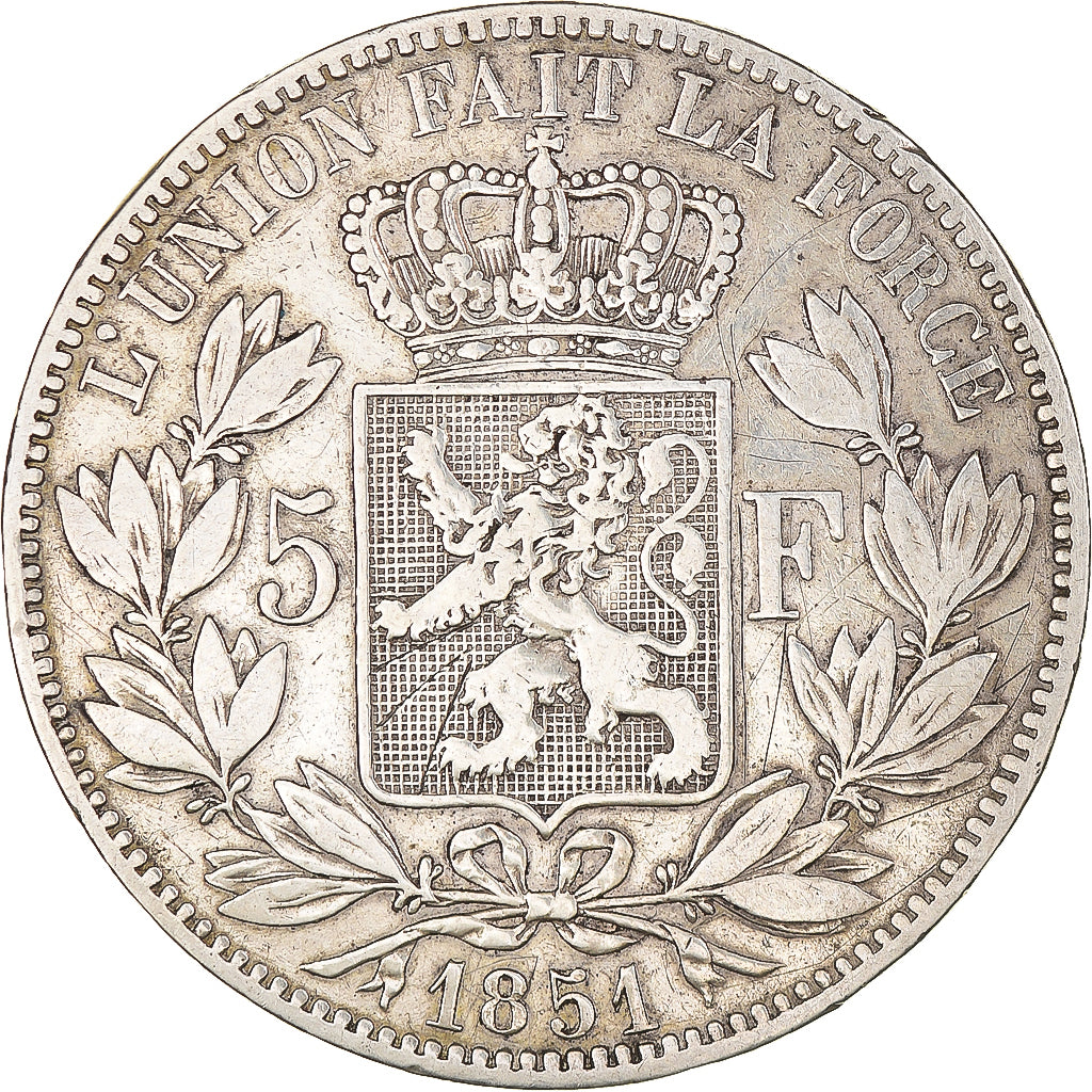 Monnaie, Belgique, Leopold I, 5 Francs, 5 Frank, 1851, TB, Argent, KM:17