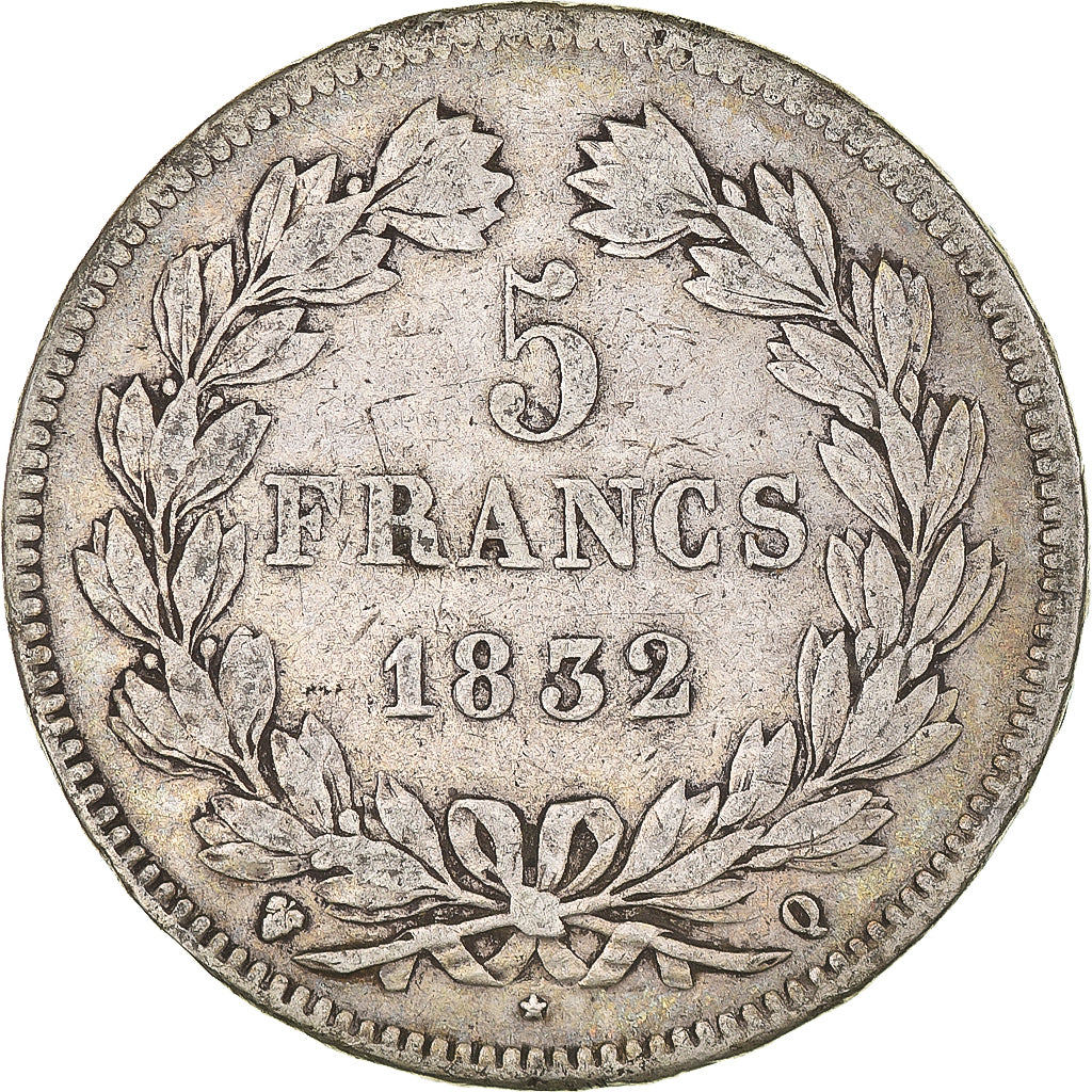 Coin, France, Louis-Philippe, 5 Francs, 1832, Perpignan, VF(20-25), Silver