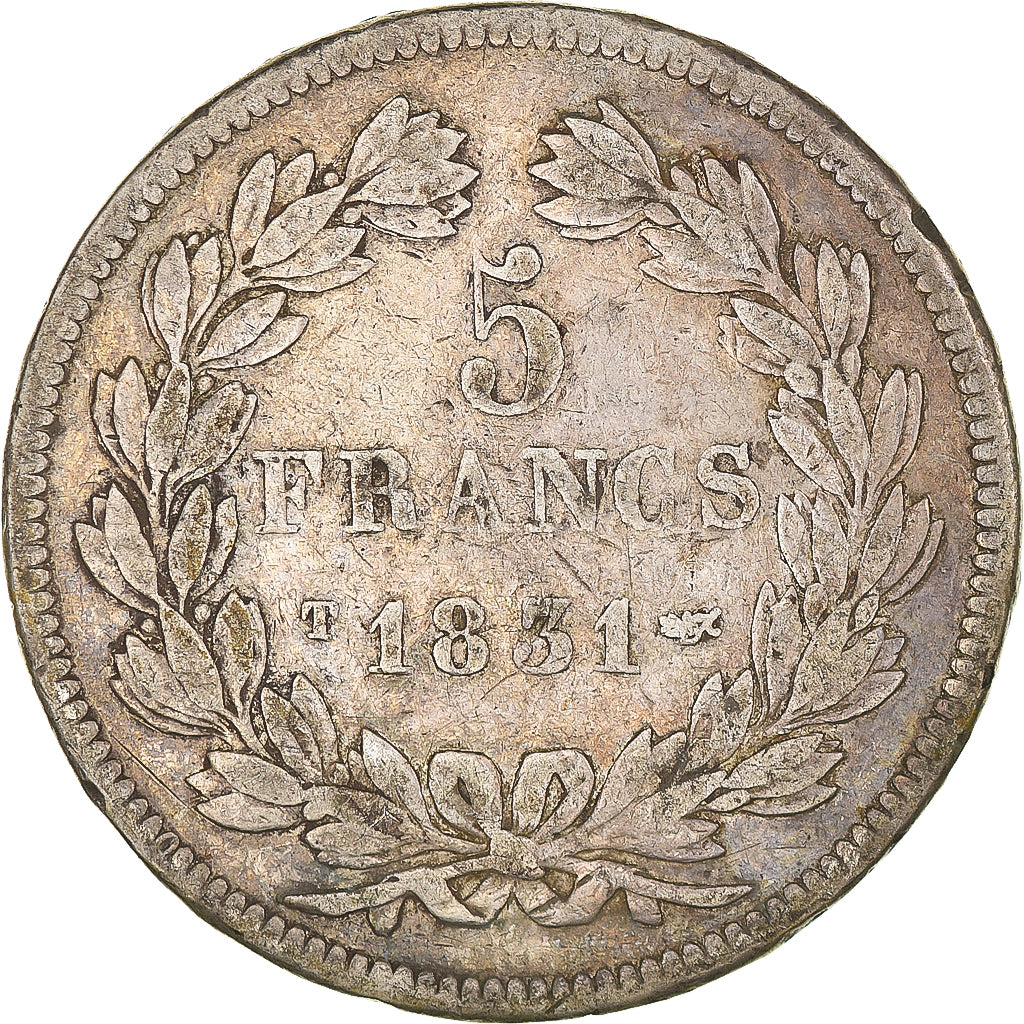 Coin, France, Louis-Philippe, 5 Francs, 1831, Nantes, VF(20-25), Silver