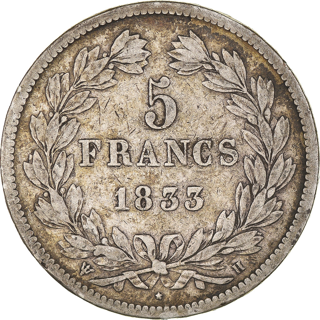 Coin, France, Louis-Philippe, 5 Francs, 1833, La Rochelle, VF(30-35), Silver