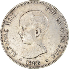 Monnaie, Espagne, Alfonso XIII, 5 Pesetas, 1888, Madrid, TB, Argent, KM:689