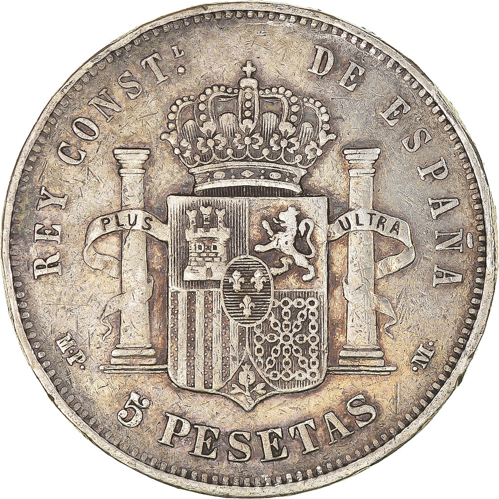 Monnaie, Espagne, Alfonso XIII, 5 Pesetas, 1888, Madrid, TB, Argent, KM:689