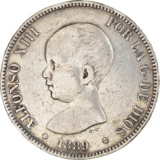 Monnaie, Espagne, Alfonso XIII, 5 Pesetas, 1889, Madrid, TB, Argent, KM:689