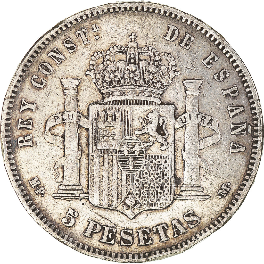 Monnaie, Espagne, Alfonso XIII, 5 Pesetas, 1889, Madrid, TB, Argent, KM:689
