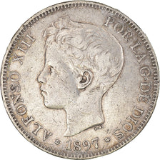 Monnaie, Espagne, Alfonso XIII, 5 Pesetas, 1897, Madrid, TB+, Argent, KM:707
