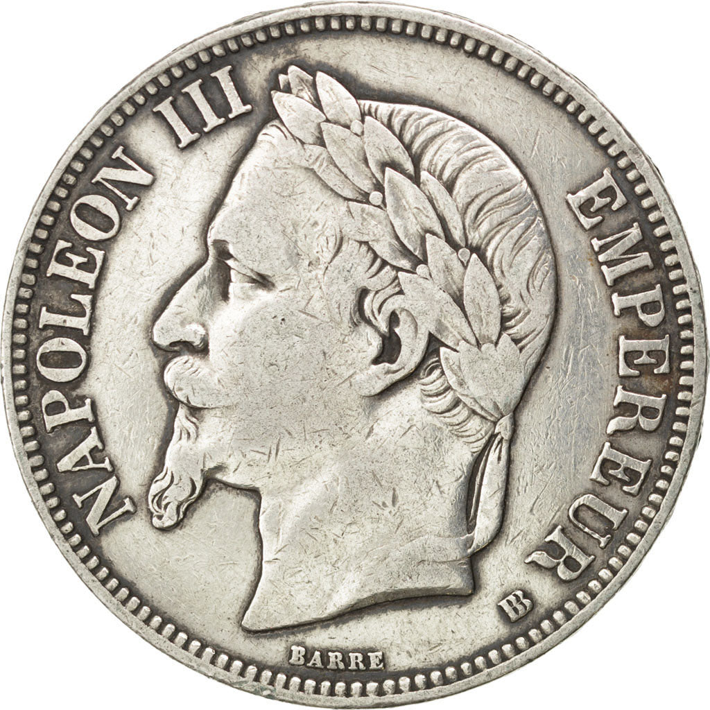 FRANCE, Napoléon III, 5 Francs, 1869, Strasbourg, KM #799.2, EF(40-45), Silver,