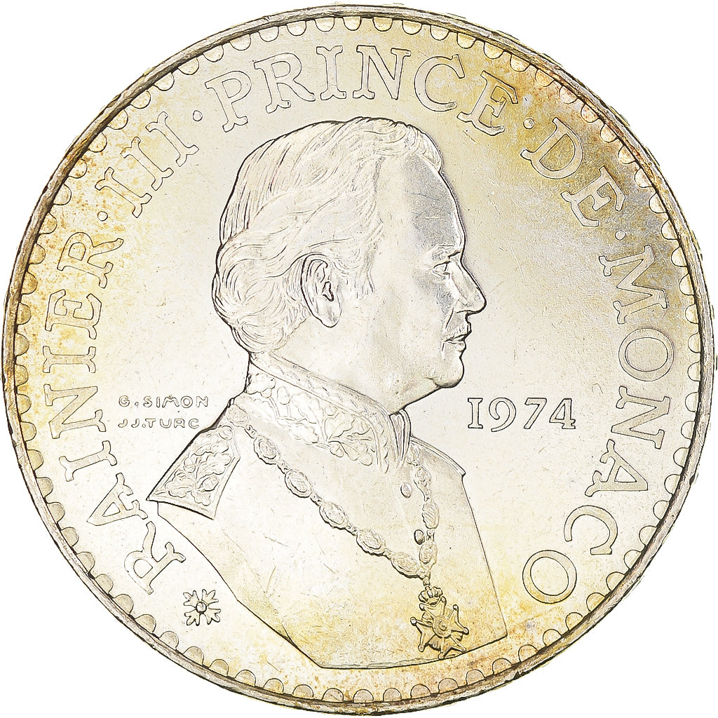 Münze, Monaco, Rainier III, 50 Francs, 1974, VZ+, Silber, KM:152.1