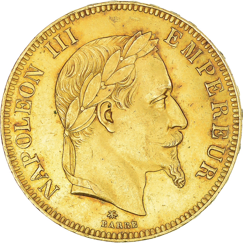 Coin, France, Napoleon III, 100 Francs, 1867, Paris, AU(50-53), Gold, KM:802.1