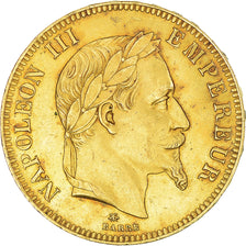 Moeda, França, Napoleon III, 100 Francs, 1867, Paris, AU(50-53), Dourado