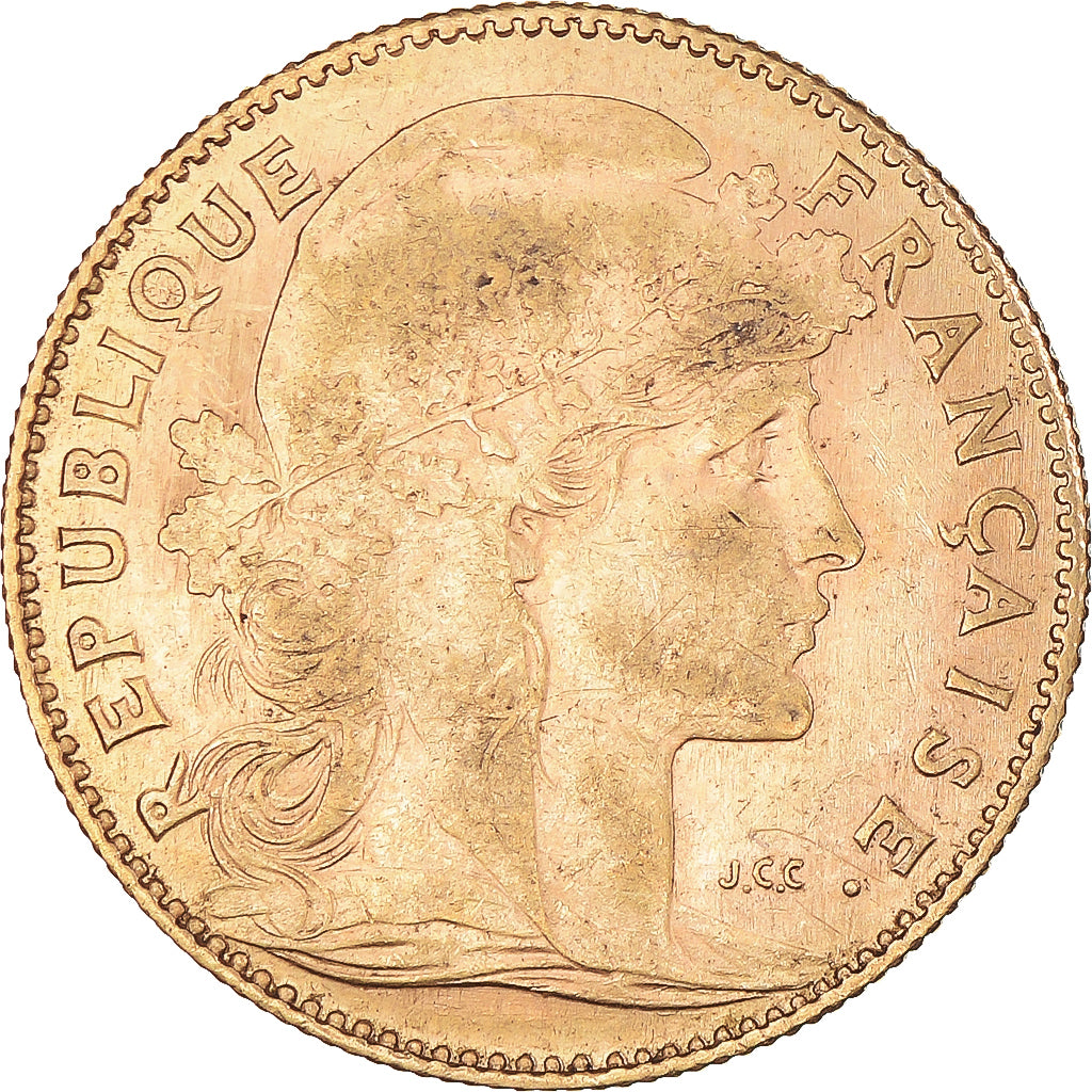 Moeda, França, Marianne, 10 Francs, 1911, Paris, EF(40-45), Dourado, KM:846