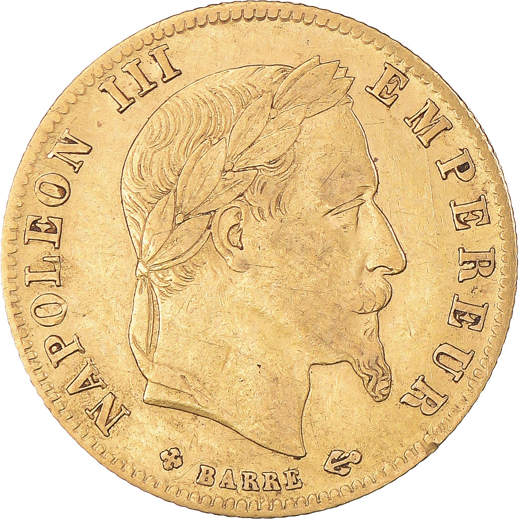 Moeda, França, Napoleon III, 5 Francs, 1868, Strasbourg, AU(50-53), Dourado