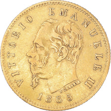 Coin, Italy, Vittorio Emanuele II, 5 Lire, 1865, Torino, EF(40-45), Gold, KM:17