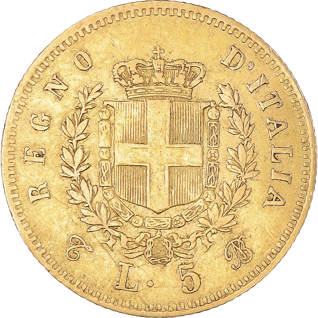 Coin, Italy, Vittorio Emanuele II, 5 Lire, 1865, Torino, EF(40-45), Gold, KM:17