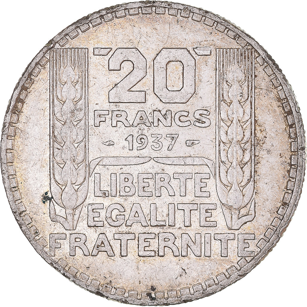 Münze, Frankreich, Turin, 20 Francs, 1937, Paris, SS, Silber, KM:879