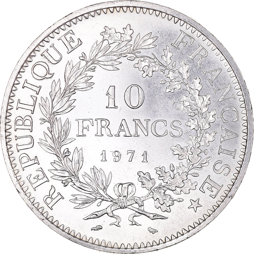 Moeda, França, Hercule, 10 Francs, 1971, Paris, MS(60-62), Prata, KM:932