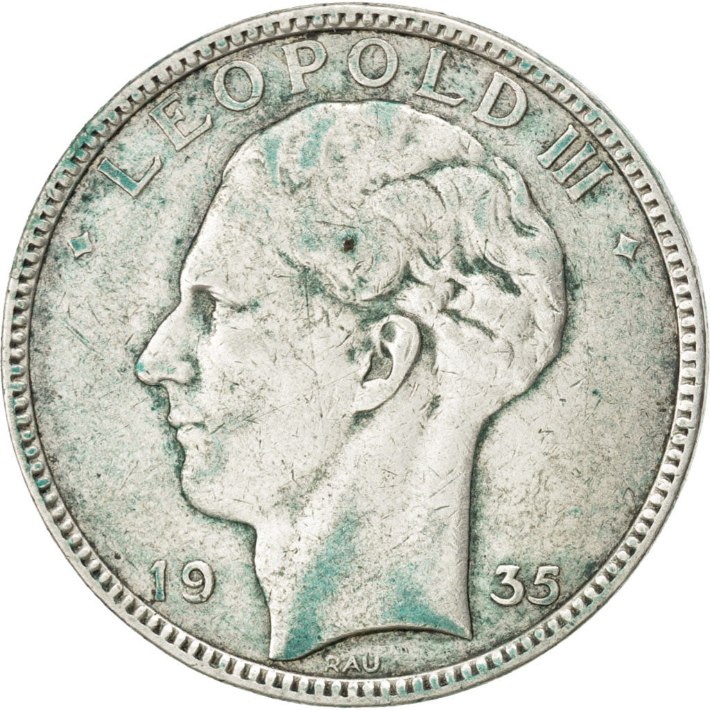 Coin, Belgium, 20 Francs, 20 Frank, 1935, EF(40-45), Silver, KM:105