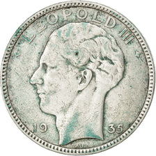Coin, Belgium, 20 Francs, 20 Frank, 1935, EF(40-45), Silver, KM:105