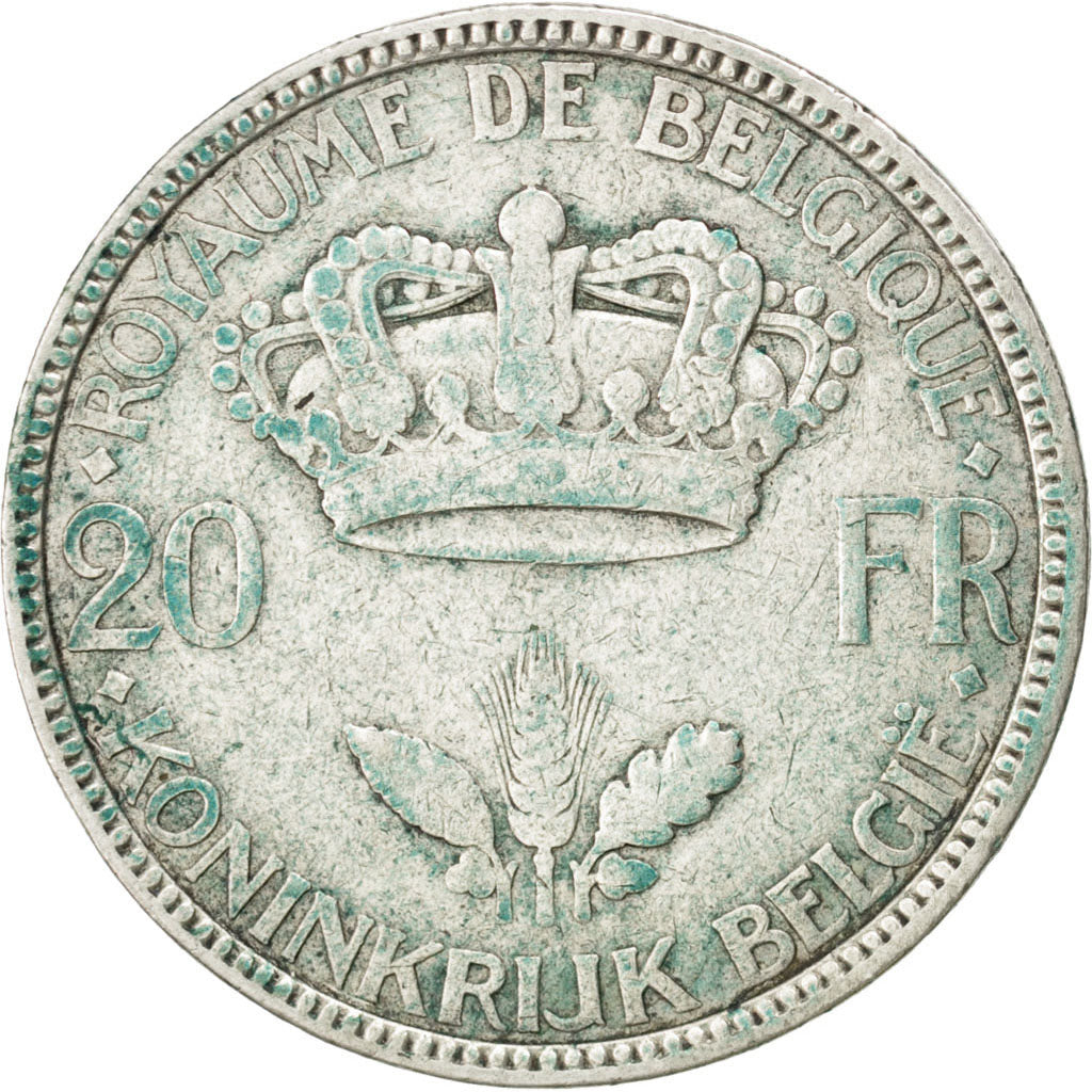 Coin, Belgium, 20 Francs, 20 Frank, 1935, EF(40-45), Silver, KM:105