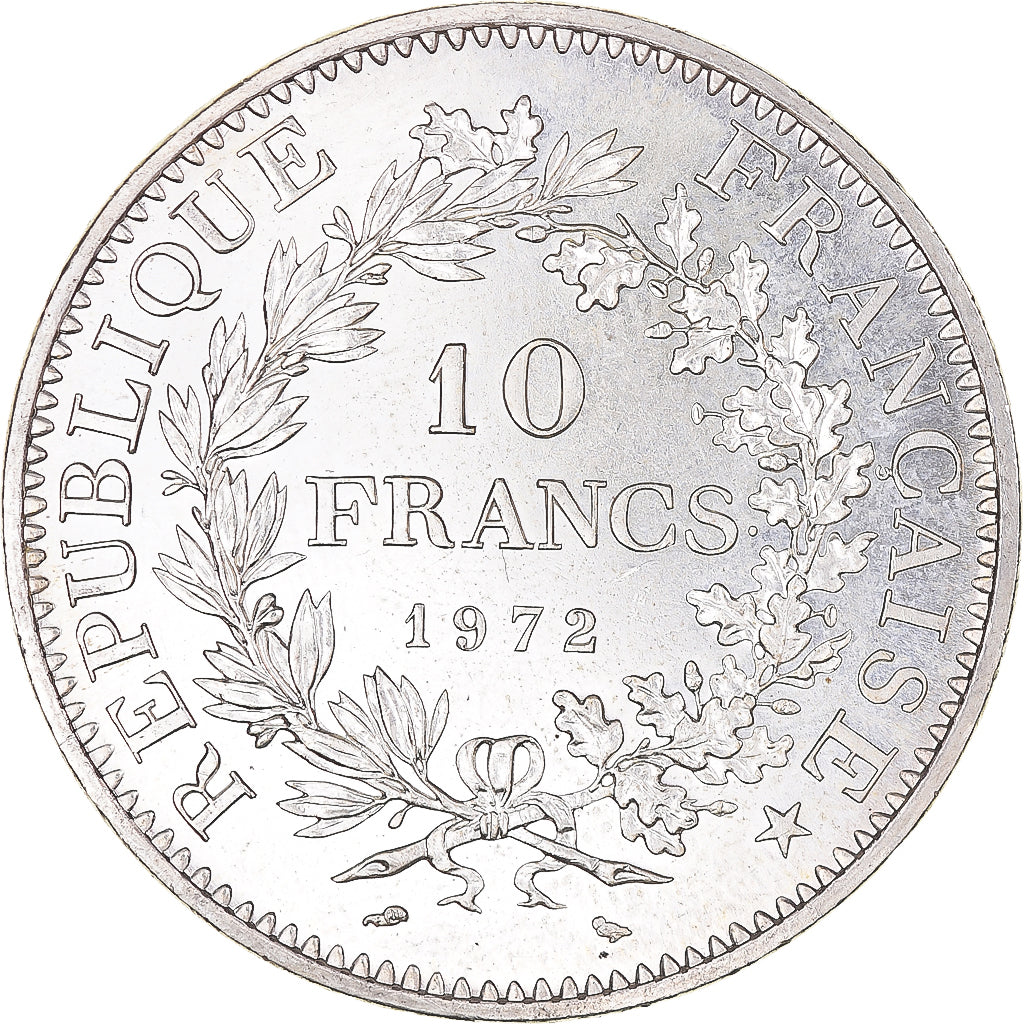 Moeda, França, Hercule, 10 Francs, 1972, Paris, MS(63), Prata, KM:932