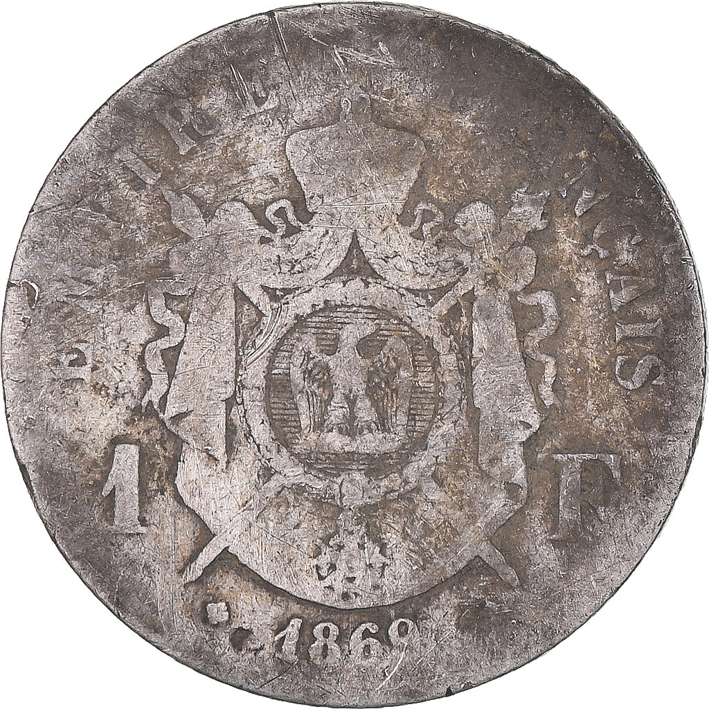 Coin, France, Napoleon III, Franc, 1869, Strasbourg, F(12-15), Silver, KM:806.2