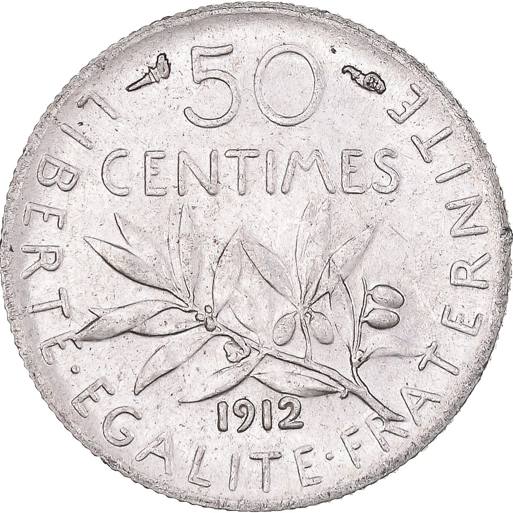 Moneta, Francia, Semeuse, 50 Centimes, 1912, Paris, SPL, Argento, KM:854