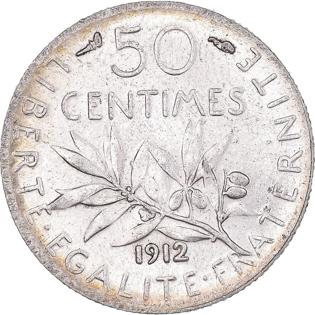 Moneta, Francia, Semeuse, 50 Centimes, 1912, Paris, SPL, Argento, KM:854