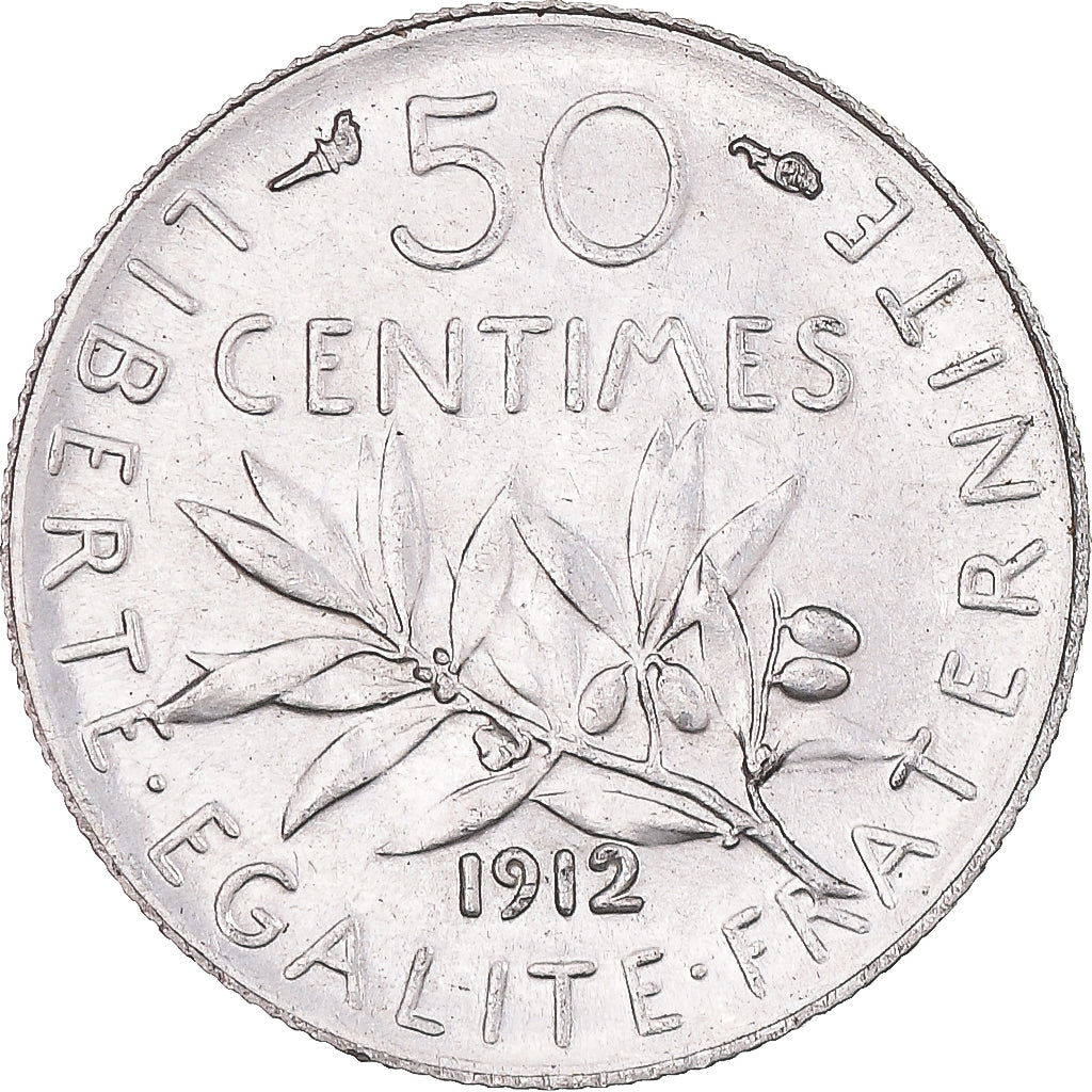 Moneta, Francia, Semeuse, 50 Centimes, 1912, Paris, SPL, Argento, KM:854