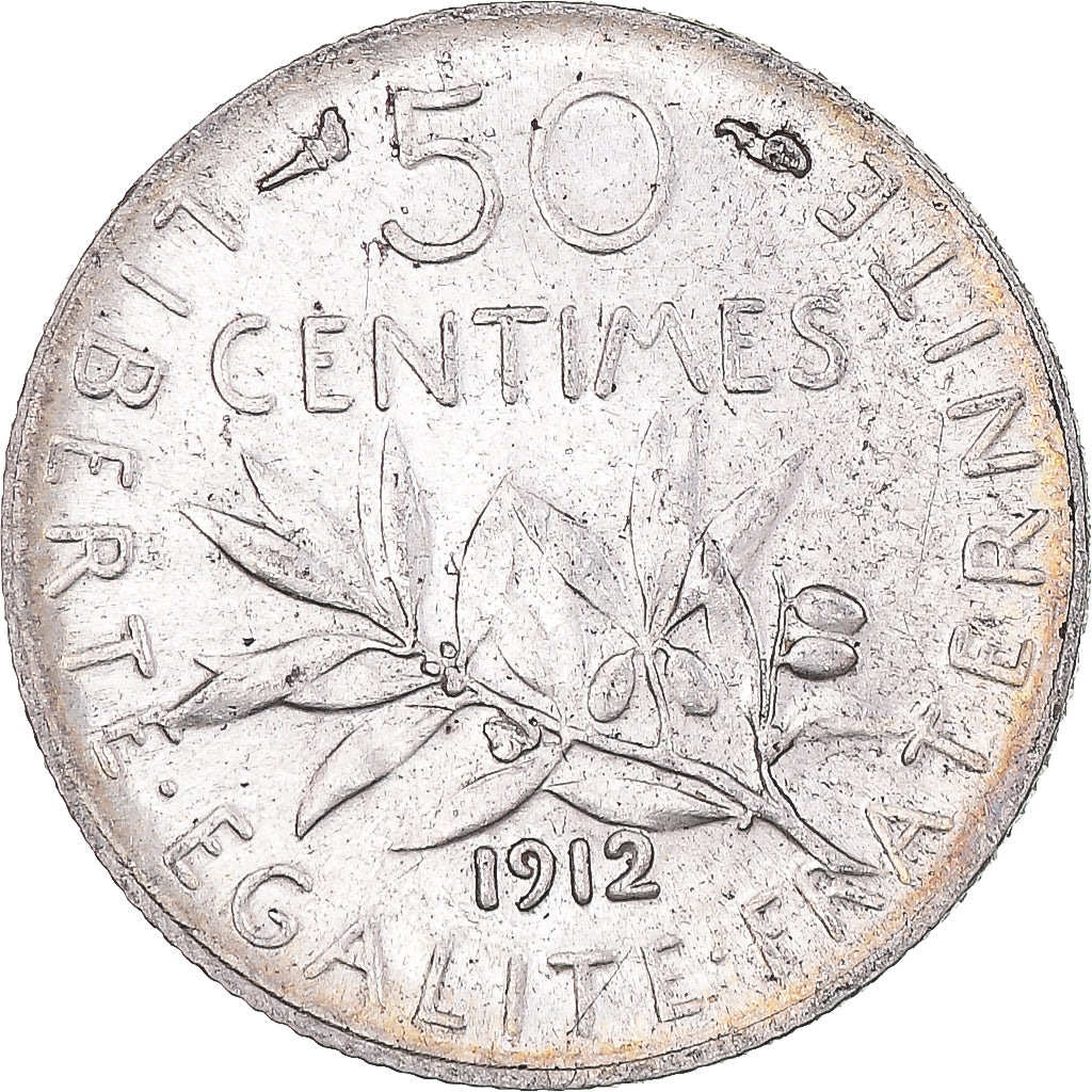 Moneta, Francia, Semeuse, 50 Centimes, 1912, Paris, SPL, Argento, KM:854