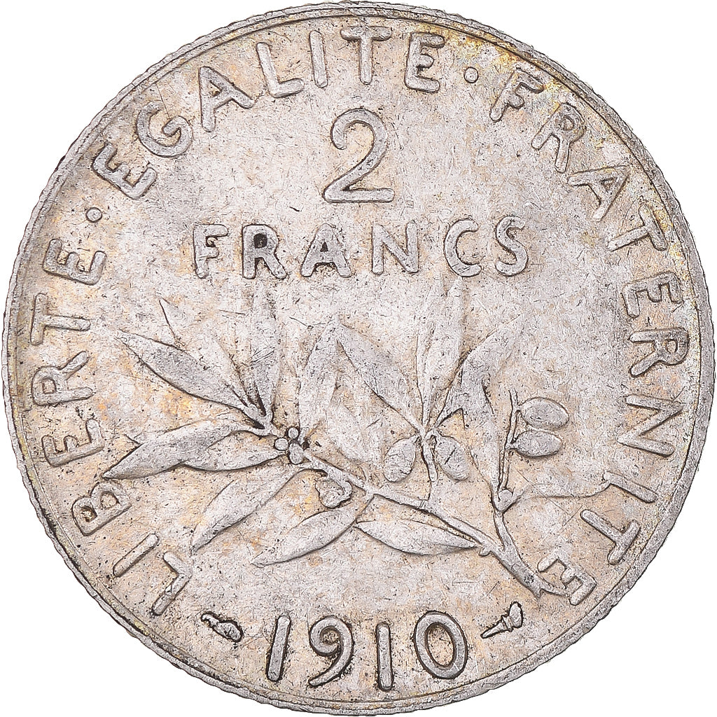 Coin, France, Semeuse, 2 Francs, 1910, Paris, AU(50-53), Silver, KM:845.1