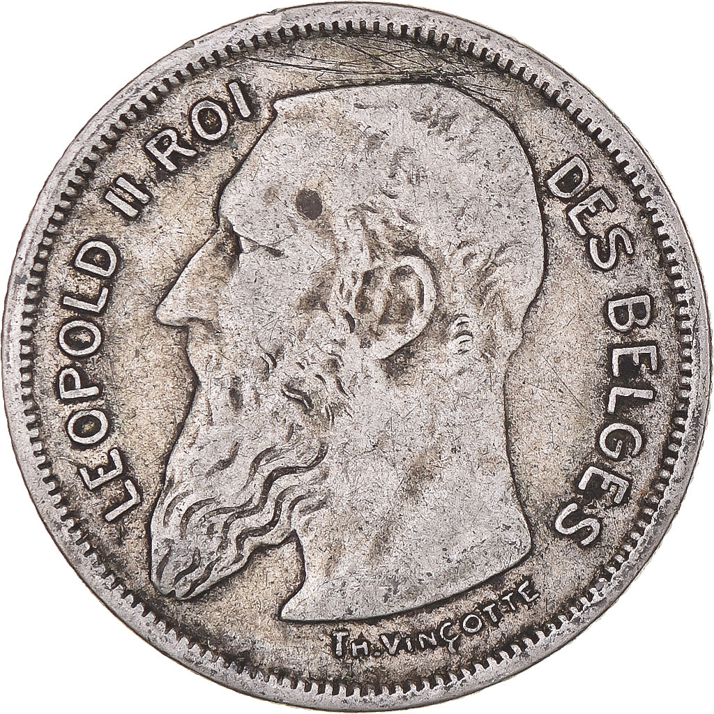 Coin, Belgium, Leopold II, 2 Francs, 2 Frank, 1909, VF(30-35), Silver, KM:58.1