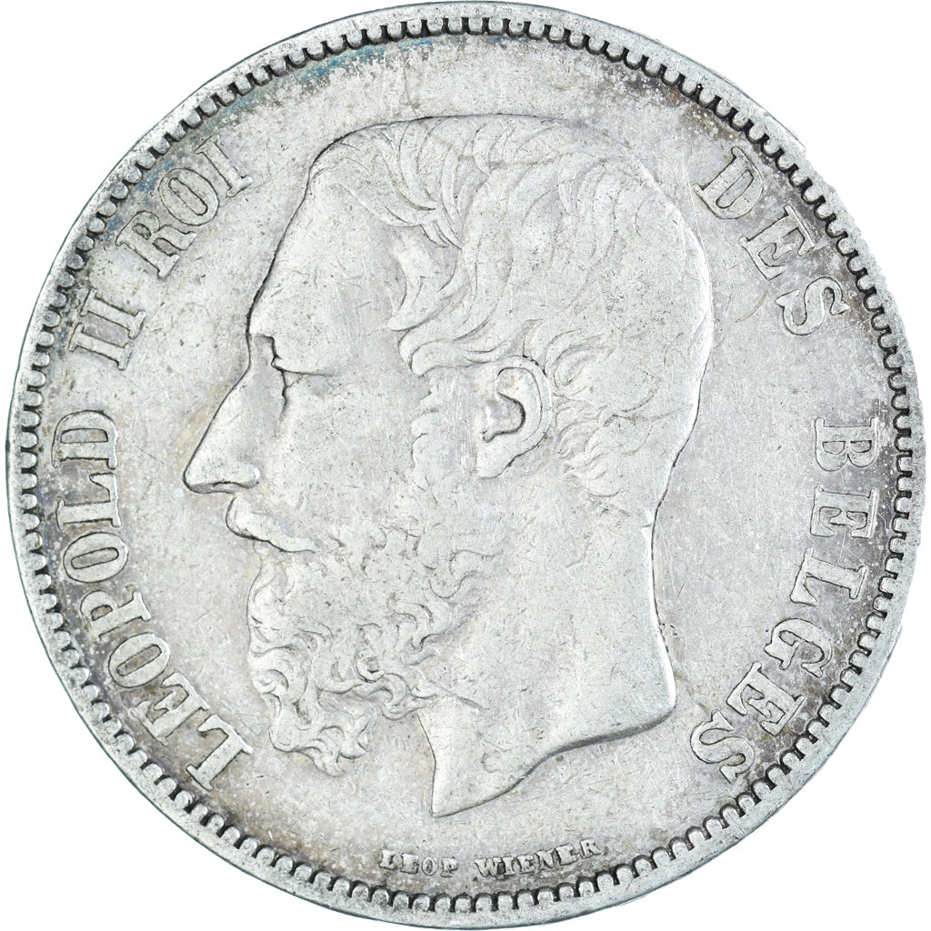 Coin, Belgium, Leopold II, 5 Francs, 5 Frank, 1868, VF(20-25), Silver, KM:24