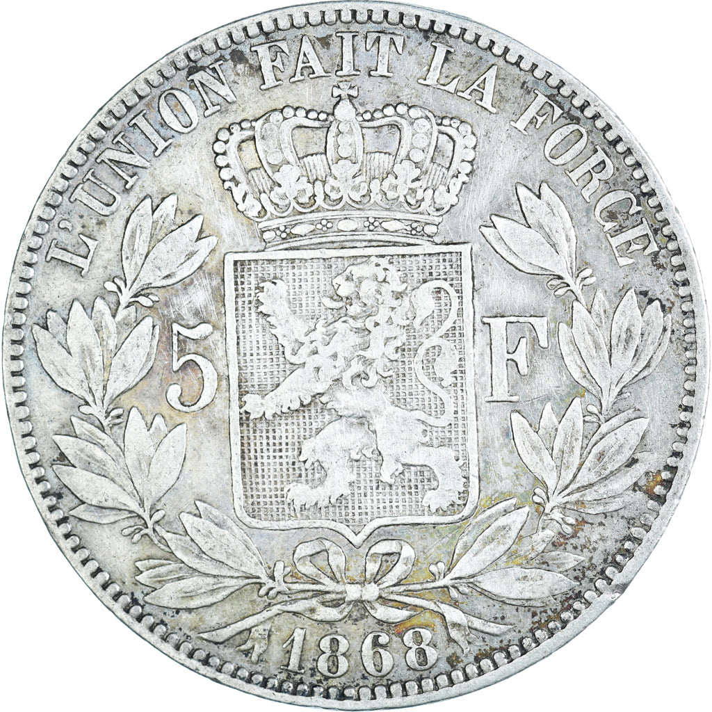 Coin, Belgium, Leopold II, 5 Francs, 5 Frank, 1868, VF(20-25), Silver, KM:24