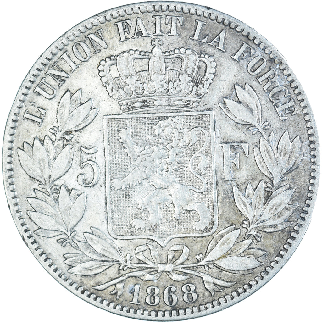 Coin, Belgium, Leopold II, 5 Francs, 5 Frank, 1868, VF(20-25), Silver, KM:24