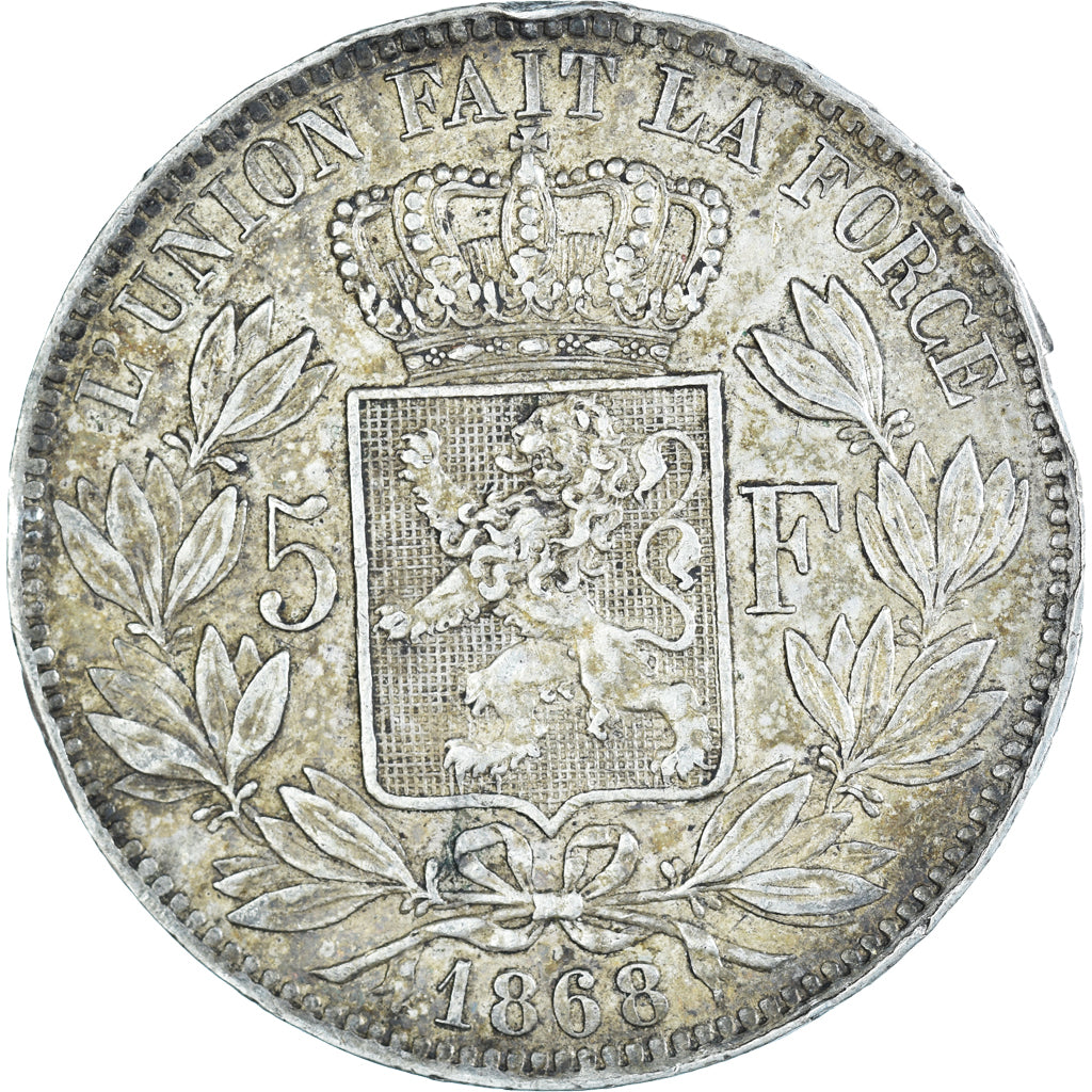 Coin, Belgium, Leopold II, 5 Francs, 5 Frank, 1868, VF(30-35), Silver, KM:24