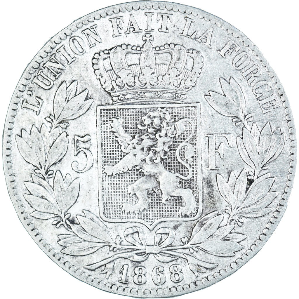 Coin, Belgium, Leopold II, 5 Francs, 5 Frank, 1868, VF(30-35), Silver, KM:24