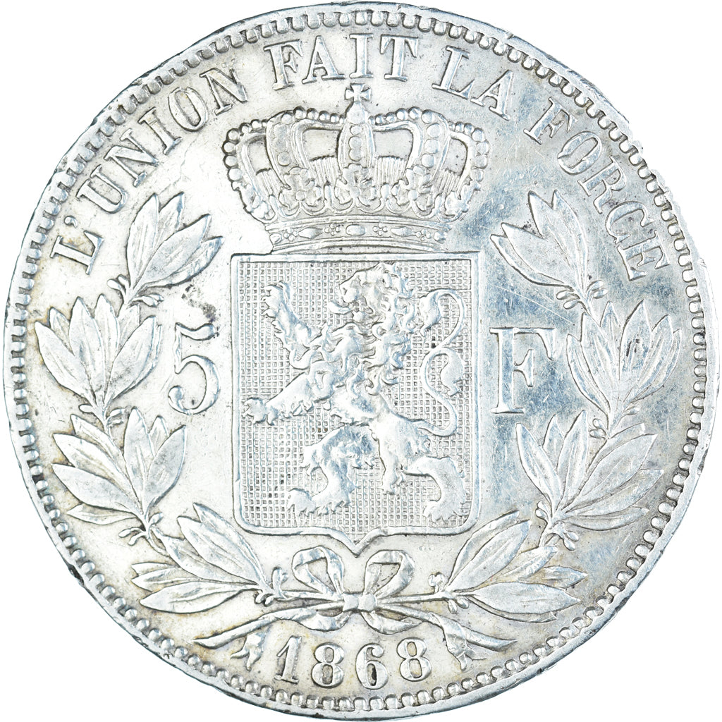 Coin, Belgium, Leopold II, 5 Francs, 5 Frank, 1868, VF(30-35), Silver, KM:24