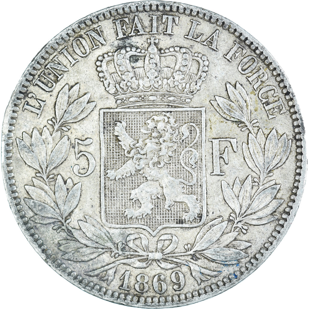 Coin, Belgium, Leopold II, 5 Francs, 5 Frank, 1869, VF(20-25), Silver, KM:24