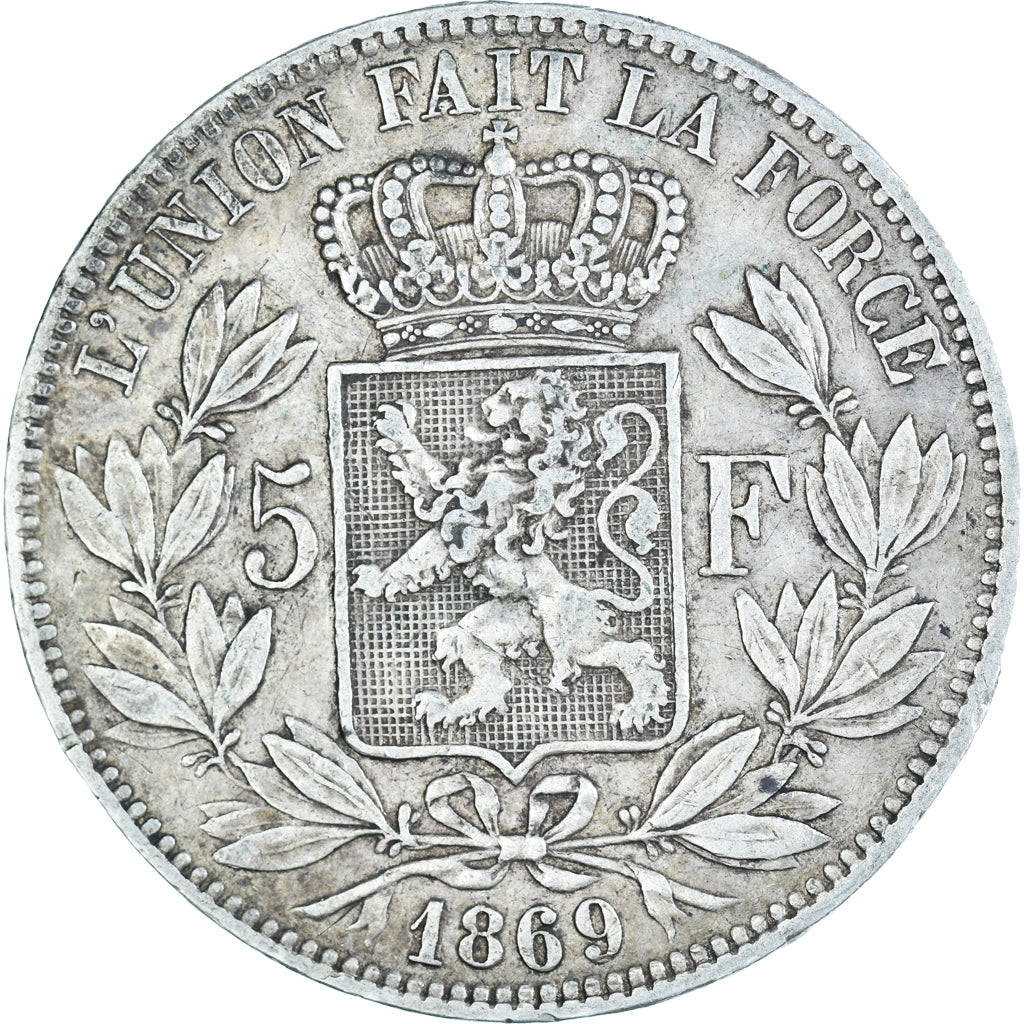 Coin, Belgium, Leopold II, 5 Francs, 5 Frank, 1869, VF(30-35), Silver, KM:24