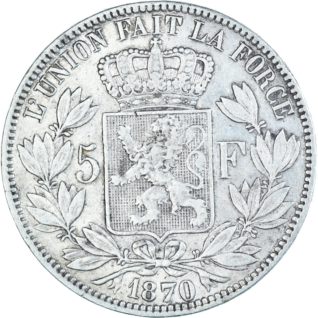 Coin, Belgium, Leopold II, 5 Francs, 5 Frank, 1870, VF(30-35), Silver, KM:24