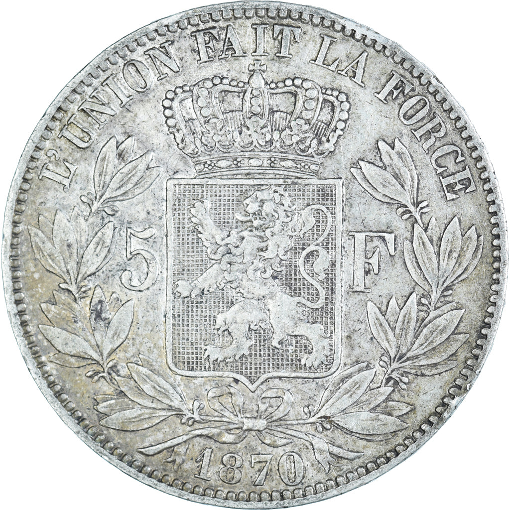 Coin, Belgium, Leopold II, 5 Francs, 5 Frank, 1870, VF(30-35), Silver, KM:24