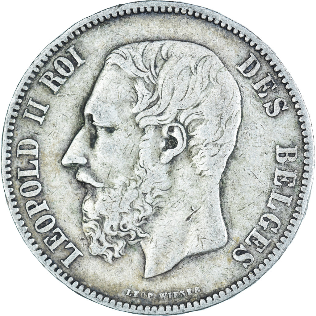 Moneta, Belgio, Leopold II, 5 Francs, 5 Frank, 1873, MB, Argento, KM:24