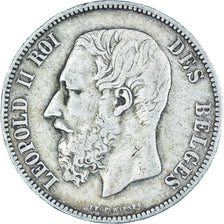 Moneta, Belgio, Leopold II, 5 Francs, 5 Frank, 1873, MB, Argento, KM:24